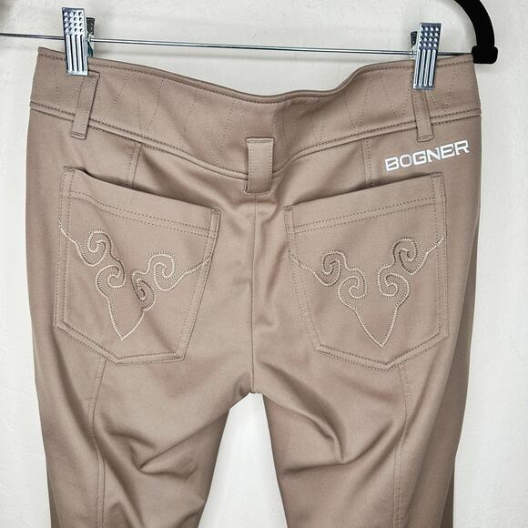 NWOT Bogner Gele Tan Khaki Mid Rise Embroidered Slim Straight Leg Golf Pants 4 - Picture 9 of 16